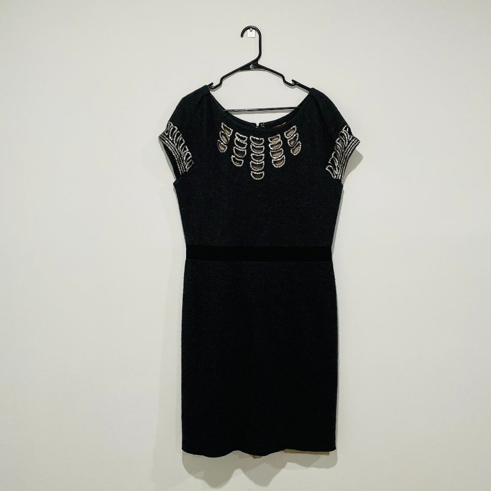 Tory Burch Women Grey Minnie Midi Dress Size XL